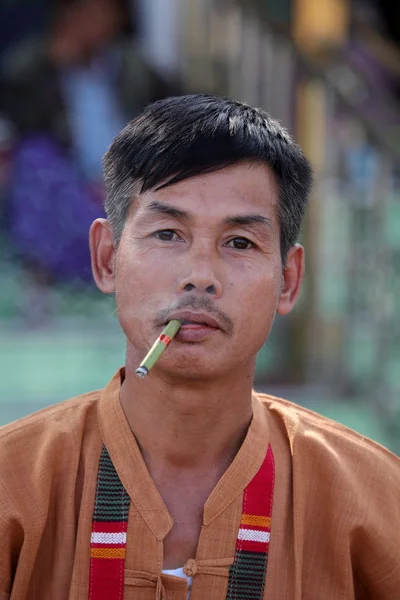 A Smoking Man in Myanmar