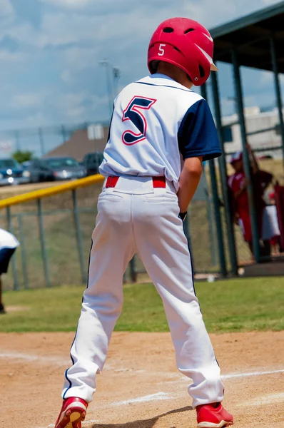 Youth little league baseball batter.