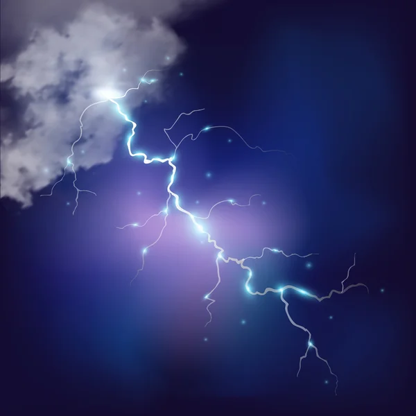 Realistic thunderstorm background. Vector illustration.