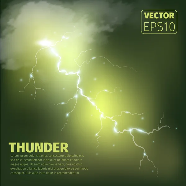 Realistic thunderstorm background. Vector illustration.