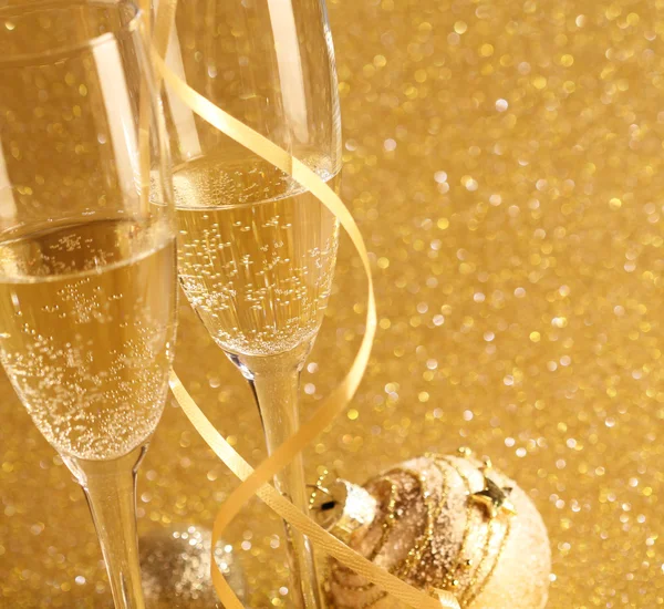 Pair glass of champagne. New year celebration or wedding concept theme