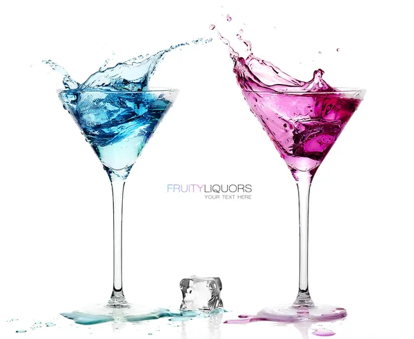 Martini Glasses with Splashing Fruity Cocktails. Template design
