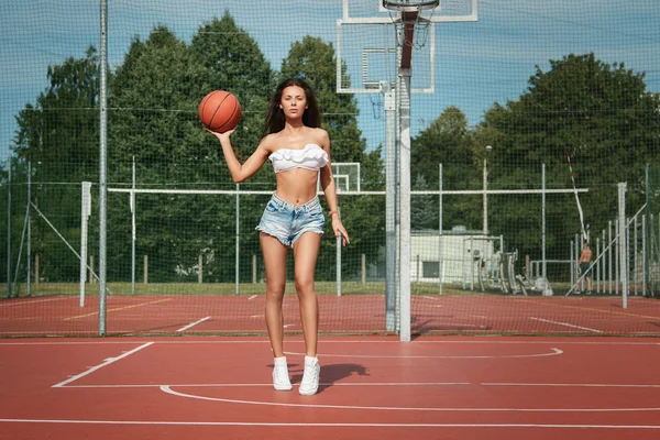 Woman on  on basketball court