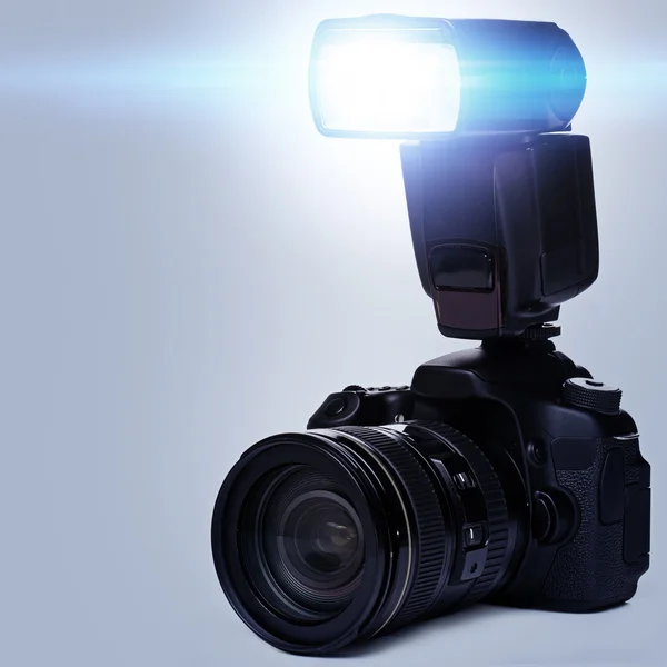 DSLR camera with flash