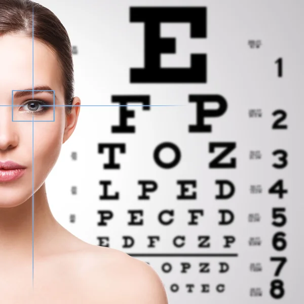 Woman and eye chart