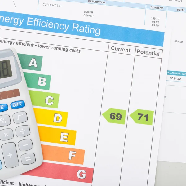 Calculator with utility bill and energy efficiency chart - 1 to 1 ratio