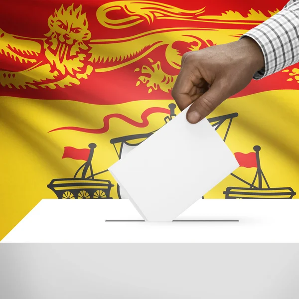 Ballot box with Canadian province flag on background series - New Brunswick