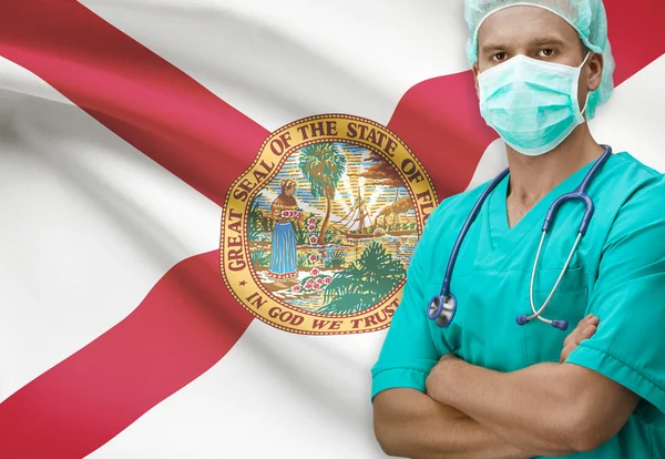 Surgeon with US states flags on background series - Florida