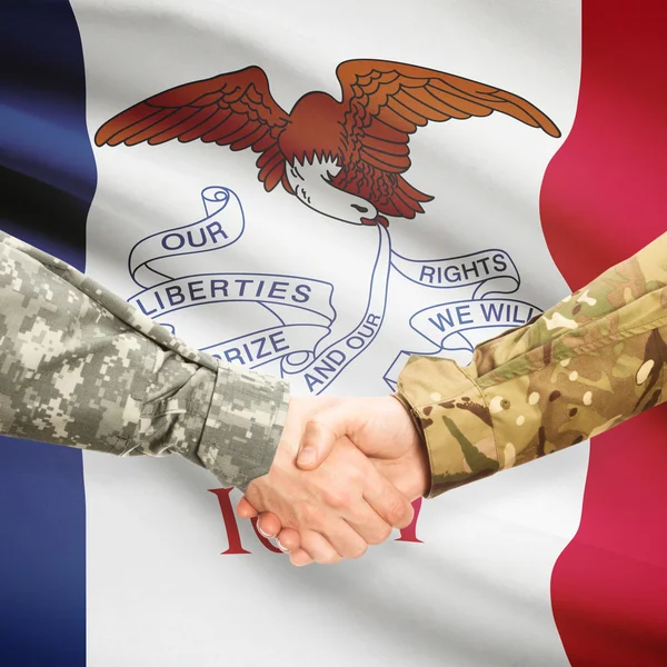 Military handshake and US state flag - Iowa