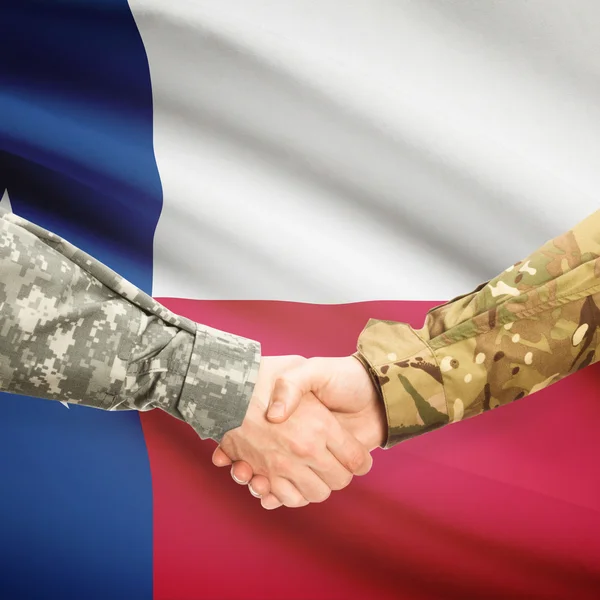 Military handshake and US state flag - Texas
