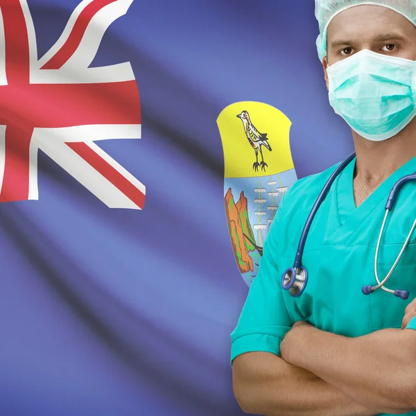 Surgeon with flag on background series - Saint Helena