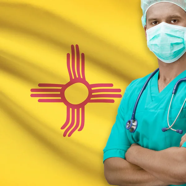 Surgeon with US states flags on background series - New Mexico