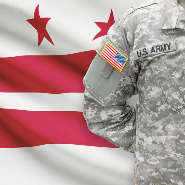 American soldier with US state flag series - Washington, District of Columbia