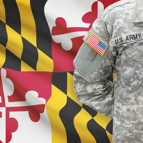 American soldier with US state flag series - Maryland
