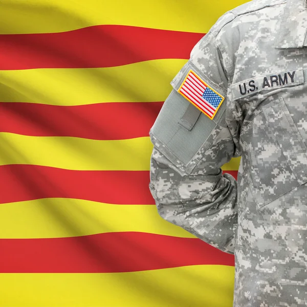 American soldier with flag series - Catalonia - Spain