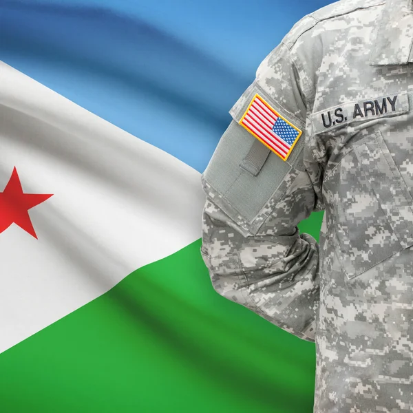 American soldier with flag series - Djibouti