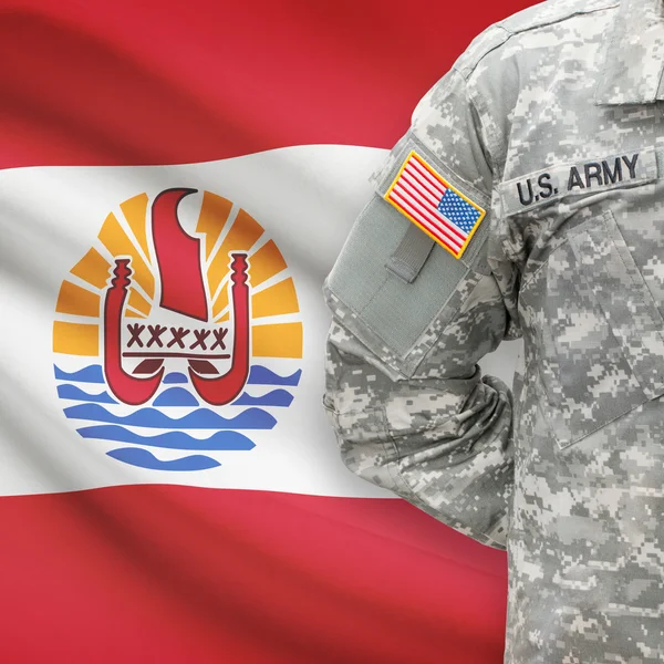 American soldier with flag series - French Polynesia