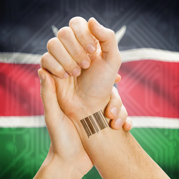 Barcode ID number on wrist and national flag on background series - Kenya