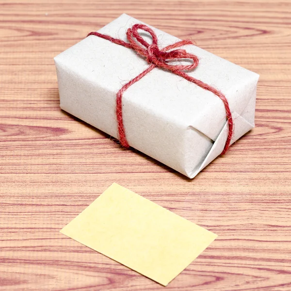Brown gift box and card