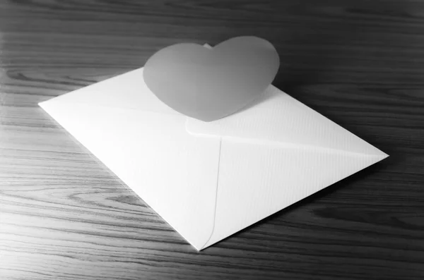 Heart with envelope black and white color tone style