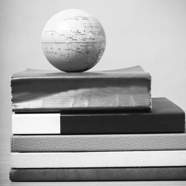 Book and earth ball black and white color tone style