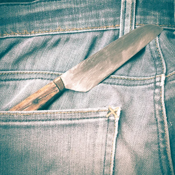 Knife in jean retro vintage style