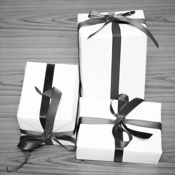 Gift box with ribbin black and white color tone style