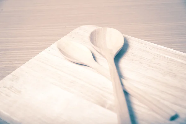 Wood spoon with cutting board vintage style