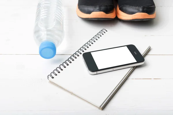 Fitness equipment on with wood table