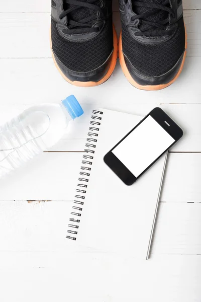 Fitness equipment on with wood table