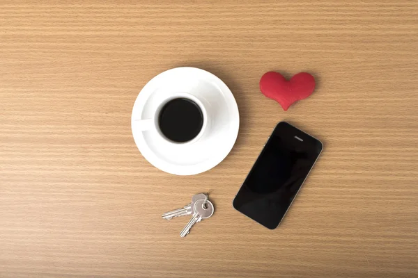 Coffee phone key and heart