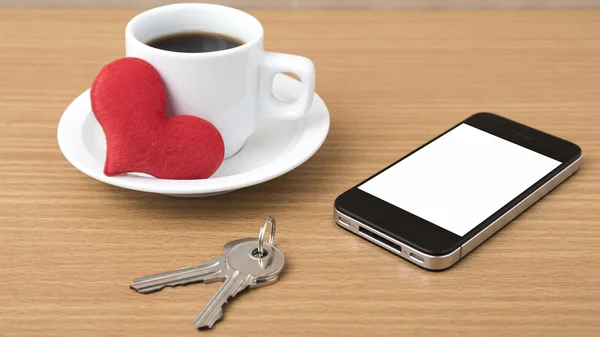 Coffee phone key and heart