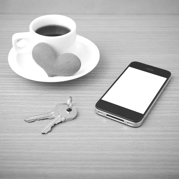 Coffee phone key and heart