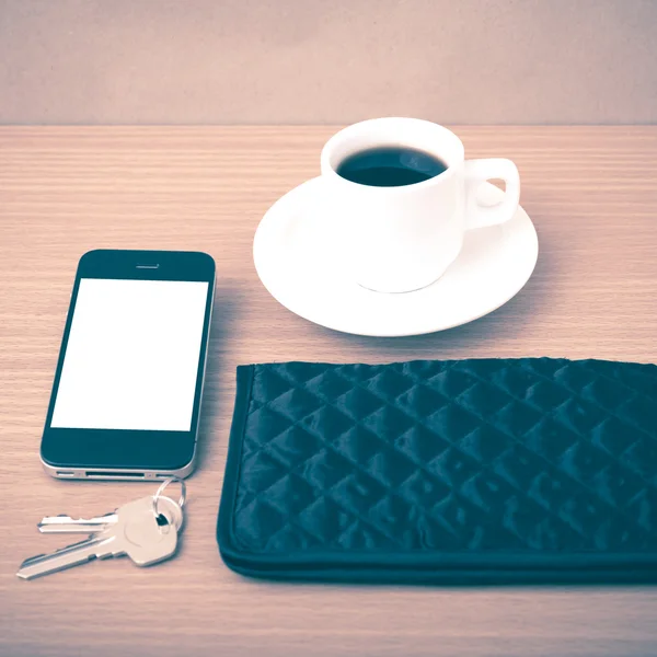 Coffee phone key and wallet