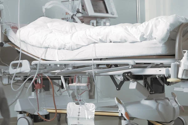 Patient bed in the intensive care