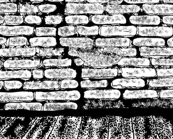 Old brick wall. Hand drawn, sketch. Illustration