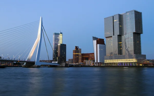 ROTTERDAM, HOLLAND  Panoramic view over Erasmus Bridge and Rotterdam port. Holland.