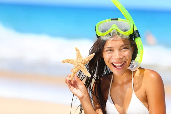 Woman with snorkel on vacation