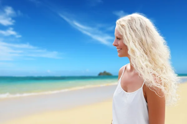 Blonde woman on beach