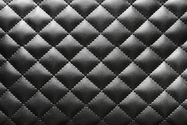 Texture of black quilted artificial leather