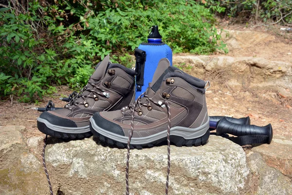 Hiking boots and backpack