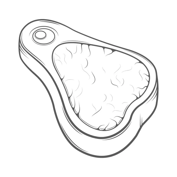 Raw slice of beef meat isolated on a white background. Monochromatic