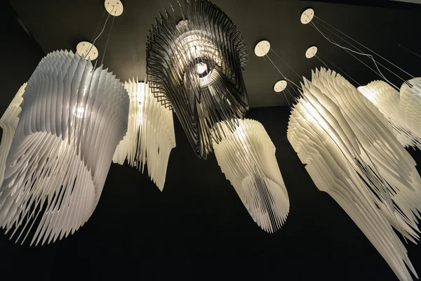 Chandeliers designed by Zaha Hodid in Dongdaemun Design Plaza in Seoul