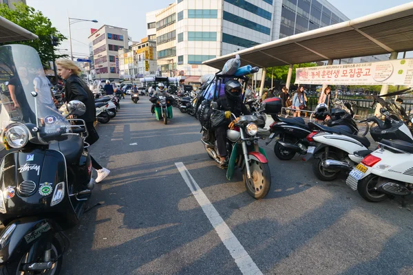 Motorcyclist in Dongdaemun area in Seoul