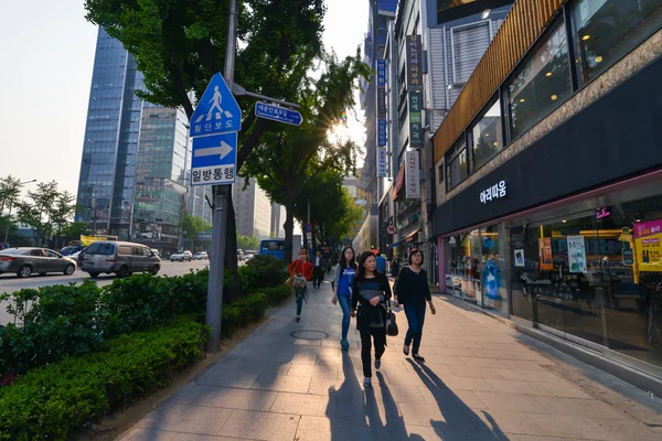 People walking on the street in the center of Seoul, Korea