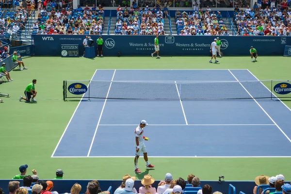 CINCINNATI, OH - CIRCA 2011: tennis match Novak Djokovic vs Andy Murray at Lindner Family Tennis Center on Western & Southern Open tournament finals in Cincinnati, OH, USA at summer 2011.