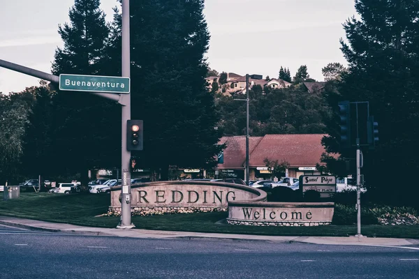 REDDING, CA - CIRCA 2011: welcome sign with a city name in Redding, Northern California, USA circa summer 2011.