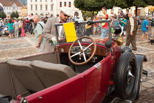 TISNOV, CZECH REPUBLIC - SEPTEMBER 3, 2016: The traditional meeting of fans of vintage cars and motorbikes. Model Praga-Piccolo, made in 1931, four-cylinder. Manufacturer Kolben-Danek.