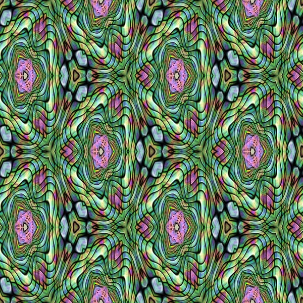Seamless pattern with abstract motif like a kaleidoscope. Abstract psychedelic kaleidoscope of color in the theme.