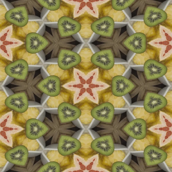 Seamless texture to the dining room tablecloth. The concept of diet food. Texture grapefruit and kiwi.